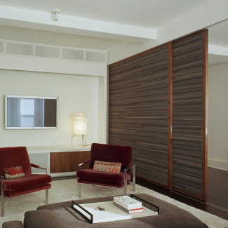Screening room doors, West Village Apartment Project Architects: B-Space Architecture + Design, New York