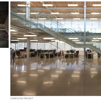 L’expression structurale dans la zone principale des bureaux, avant et après