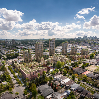 Aerial view of Skeena Terrace redevelopment