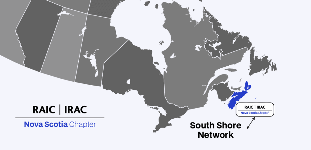 Map of eastern Canada highlighting Nova Scotia and the South Shore Network